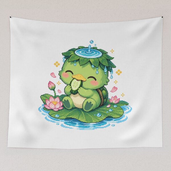 Item preview, Cozy Japanese Kappa Cucumber Lotus Pond designed and sold by CozyPixel-J.