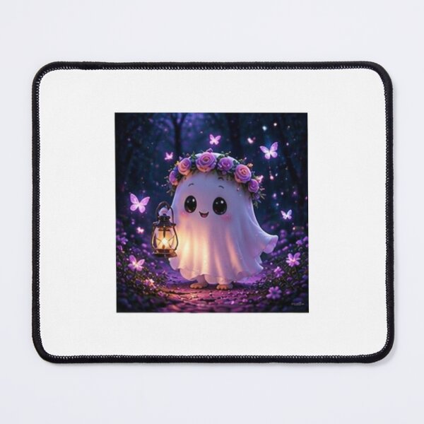 Item preview, Magical Kawaii Ghost in Butterfly Garden designed and sold by ThilankaDesign.