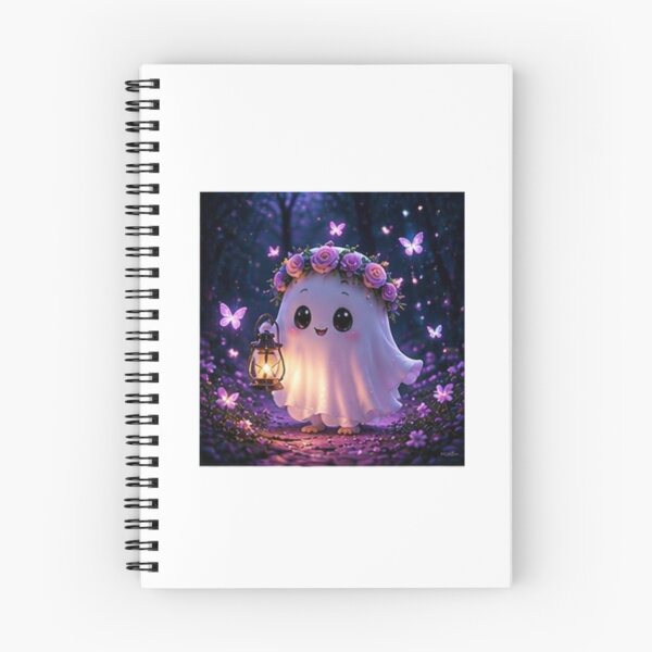 Item preview, Magical Kawaii Ghost in Butterfly Garden designed and sold by ThilankaDesign.