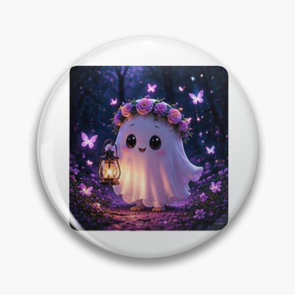 Item preview, Magical Kawaii Ghost in Butterfly Garden designed and sold by ThilankaDesign.