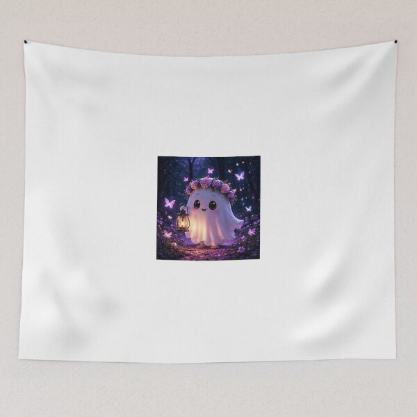 Item preview, Magical Kawaii Ghost in Butterfly Garden designed and sold by ThilankaDesign.