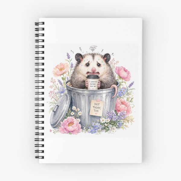 Item preview, Funny Stressed Opossum Coffee Floral Trash Can designed and sold by CoolCrazyChaos.