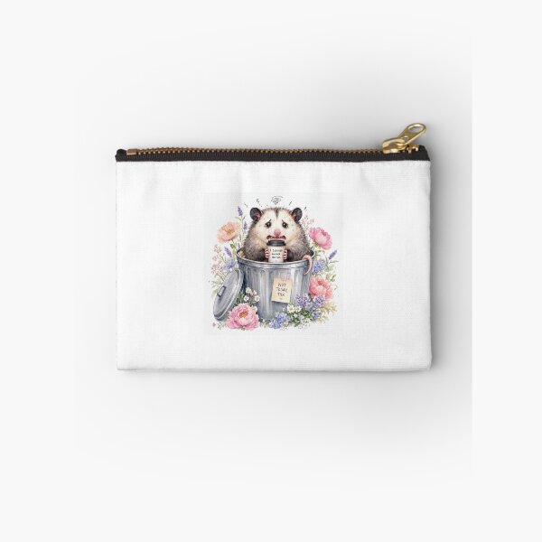 Item preview, Funny Stressed Opossum Coffee Floral Trash Can designed and sold by CoolCrazyChaos.