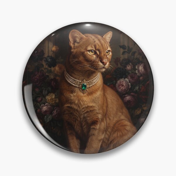 Item preview, Regal Jaguarundi Portrait with Emerald Pearl Necklace designed and sold by Real Beast Art.