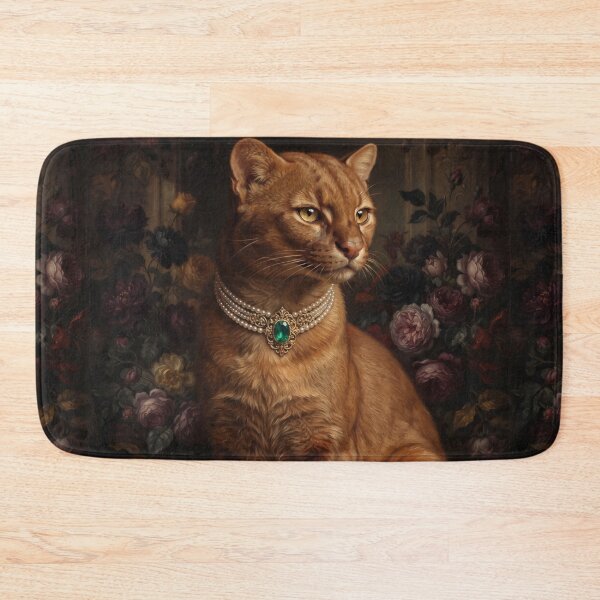 Item preview, Regal Jaguarundi Portrait with Emerald Pearl Necklace designed and sold by Real Beast Art.