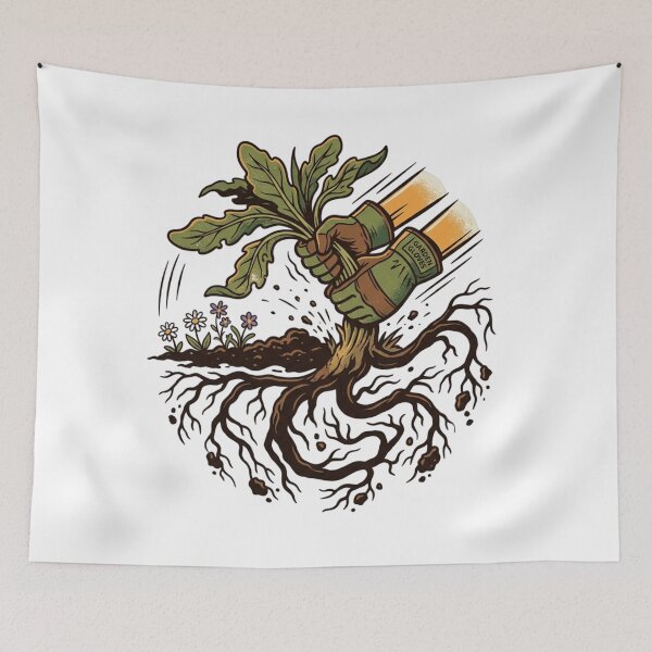 Item preview, Copy of Weed Pulling Dandelion Root Vintage Woodcut Gardener Art designed and sold by mood-draftsman.
