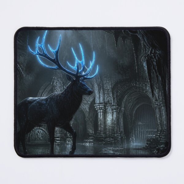 Item preview, Cyberpunk Stag Guardian Gothic Flooded Crypt Fantasy Art designed and sold by LazyDayzCo.
