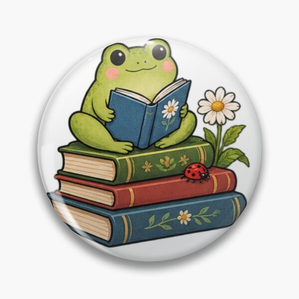 Item preview, Cute Frog Reading Books – Cottagecore Aesthetic Bookworm Sticker designed and sold by Anstickerrr.