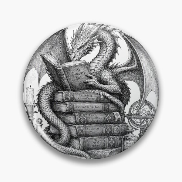 Item preview, Vintage Reading Dragon Dark Academia Fantasy Book Lover designed and sold by CoolCrazyChaos.