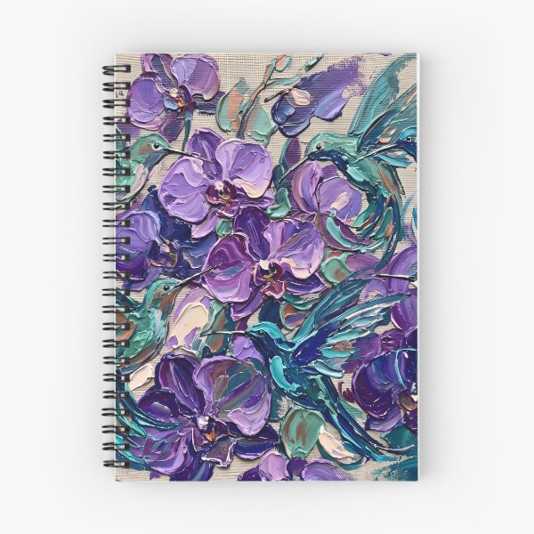 Item preview, Purple Orchid Hummingbird Floral Painting designed and sold by ArtlightStudio.