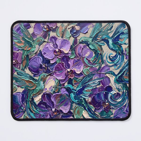 Item preview, Purple Orchid Hummingbird Floral Painting designed and sold by ArtlightStudio.