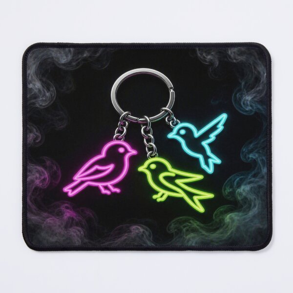 Item preview, Neon Birds Cyberpunk Keychain Art designed and sold by Breezes-of-Ida.