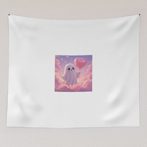 Item preview, Cute Ghost Holding Heart Balloon designed and sold by ThilankaDesign.