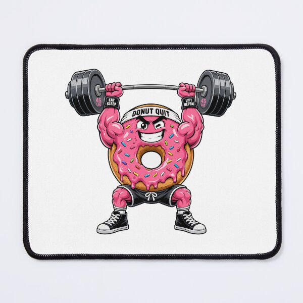 Item preview, Donut Quit Funny Gym Mascot Weightlifting Workout designed and sold by CoolCrazyChaos.