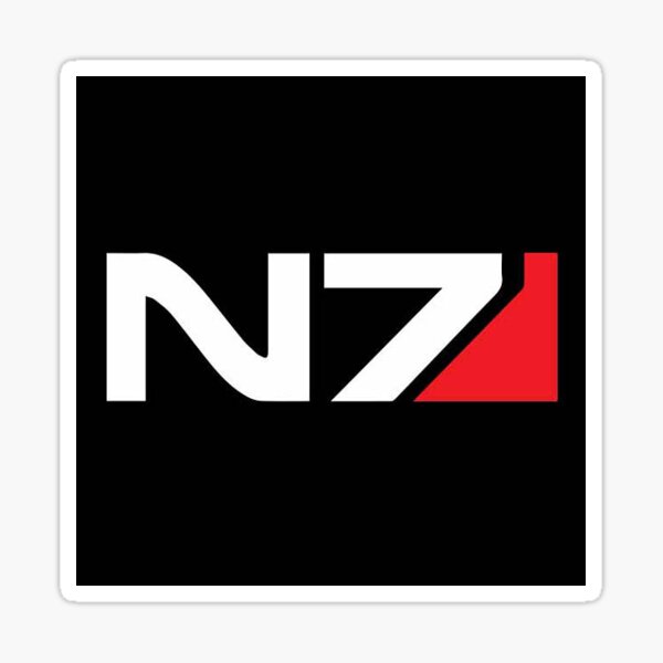 Vista previa del artículo con la obra «Camiseta y calcomanía con el símbolo N7 de Mass Effect», diseñado y vendido por Revelationist.