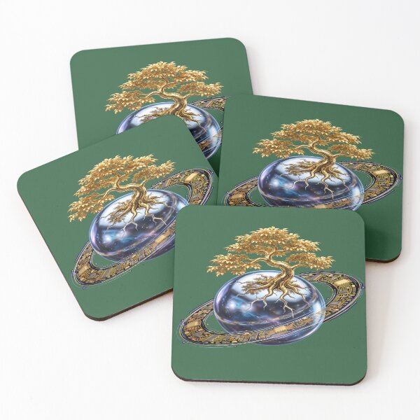 Item preview, Futuristic Sci-Fi Space & Luxury Gold Botanical Art designed and sold by DesignStudio-JM.