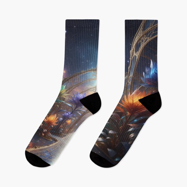 Item preview, Futuristic Sci-Fi Space & Luxury Gold Botanical Art designed and sold by DesignStudio-JM.