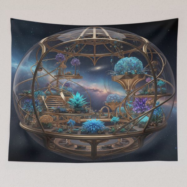 Item preview, Futuristic Sci-Fi Space & Luxury Gold Botanical Art designed and sold by DesignStudio-JM.