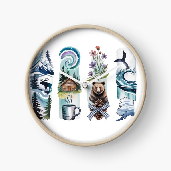 Item preview, Alaska Wildlife Watercolor - Moose, Aurora, Bear & Whale designed and sold by Marie Gems.