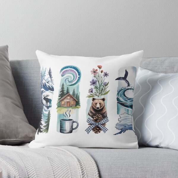 Item preview, Alaska Wildlife Watercolor - Moose, Aurora, Bear & Whale designed and sold by Marie Gems.