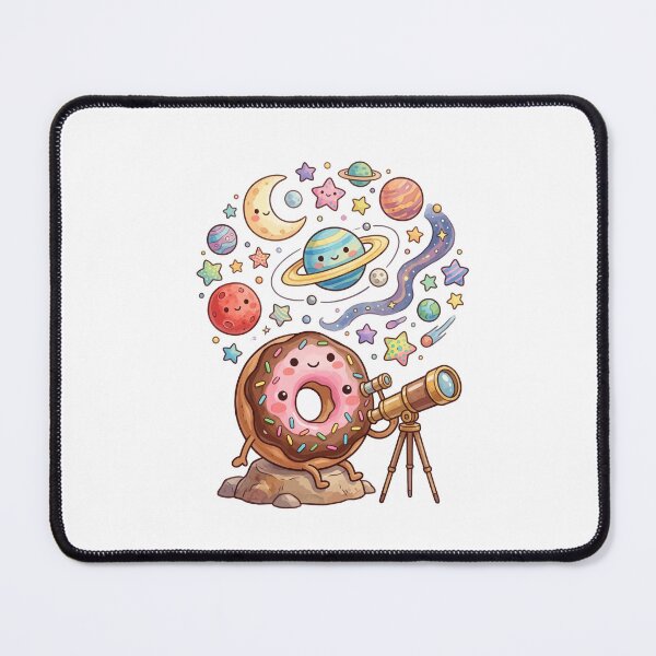 Item preview, Cute Space Donut Looking Through Telescope Galaxy Astronomy Art designed and sold by Mellow Doodle Co..
