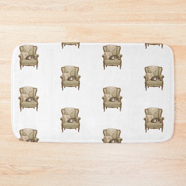 Item preview, Cottagecore Vintage Armchair Sleeping Cat Floral Wreath designed and sold by CoolCrazyChaos.