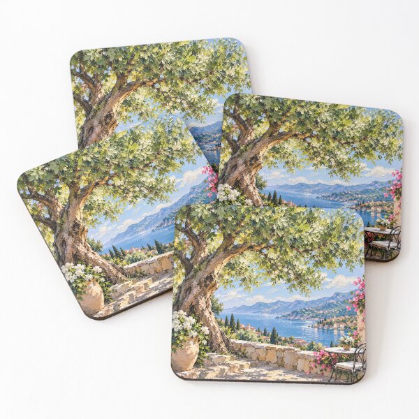 Item preview, Mediterranean Tree by the Sea designed and sold by DaryaArtFrance.