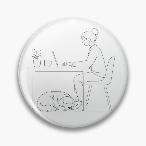 Item preview, Minimalist Work From Home Dog Mom Line Art designed and sold by CoolCrazyChaos.