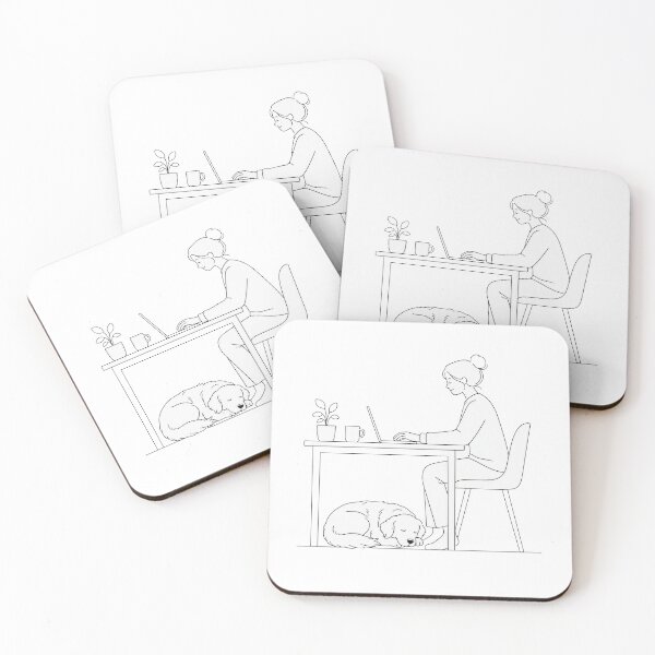 Item preview, Minimalist Work From Home Dog Mom Line Art designed and sold by CoolCrazyChaos.