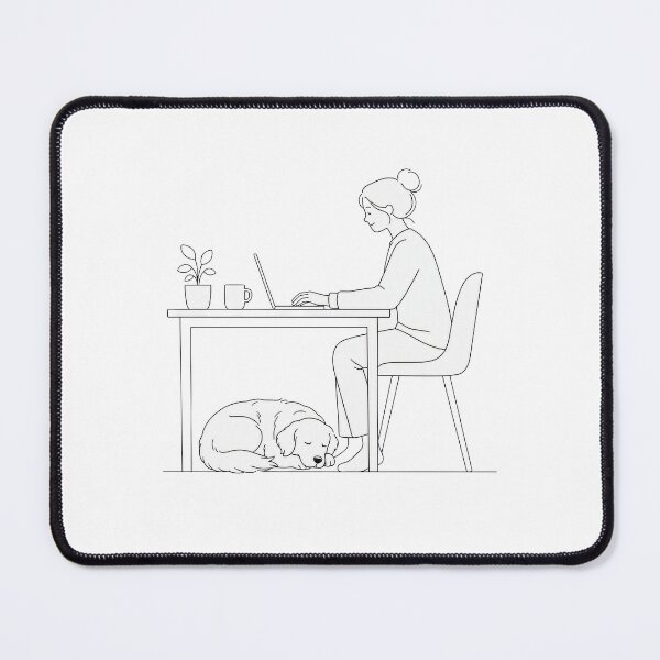 Item preview, Minimalist Work From Home Dog Mom Line Art designed and sold by CoolCrazyChaos.
