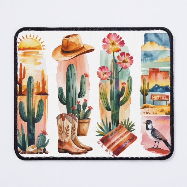 Item preview, Arizona Desert Watercolor - Saguaro, Boots & Roadrunner designed and sold by Marie Gems.