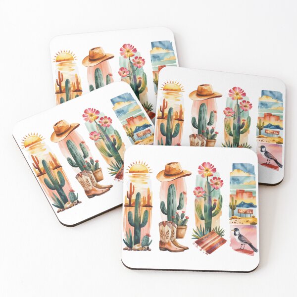 Item preview, Arizona Desert Watercolor - Saguaro, Boots & Roadrunner designed and sold by Marie Gems.