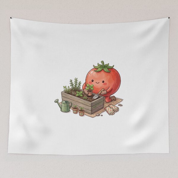 Item preview, Cute Tomato Gardening and Planting Herbs Kitchen Art designed and sold by Mellow Doodle Co..