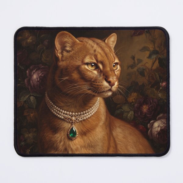 Item preview, Regal Jaguarundi Portrait with Emerald Tear Pendant designed and sold by Real Beast Art.