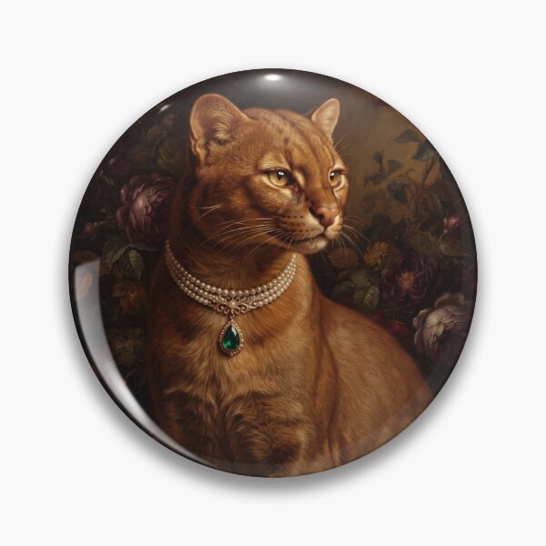 Item preview, Regal Jaguarundi Portrait with Emerald Tear Pendant designed and sold by Real Beast Art.