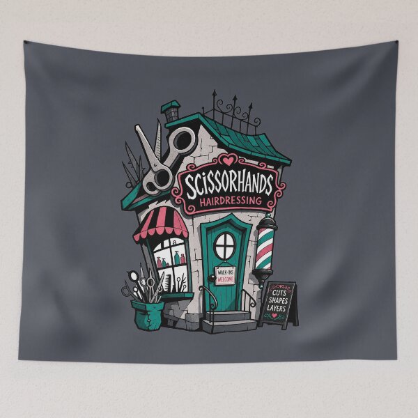 Item preview, Scissorhands Hairdressing Shop designed and sold by BrambleBox.