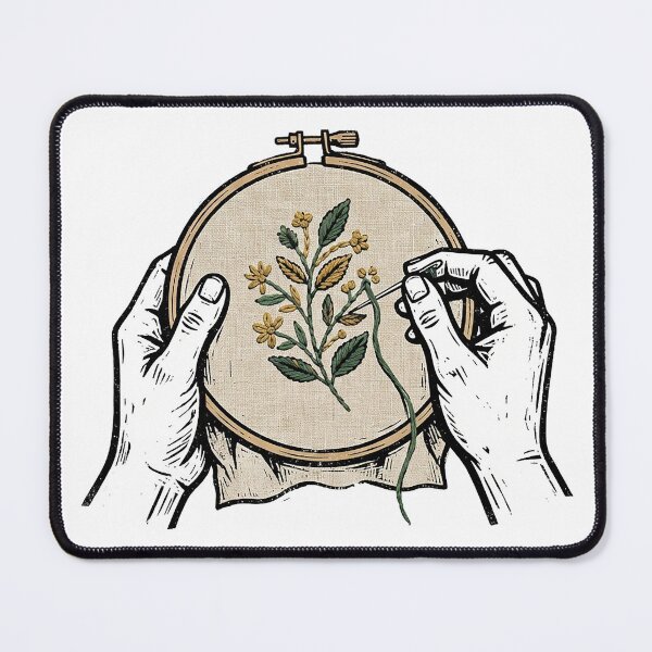 Item preview, Embroidery Hoop Sprig Woodcut designed and sold by eduardoroa22.