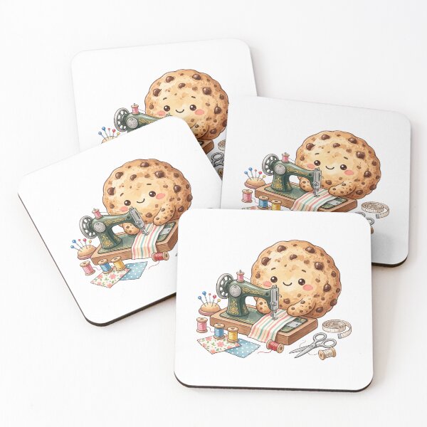 Item preview, Cute Chocolate Chip Cookie Sewing with Vintage Machine Art designed and sold by Mellow Doodle Co..