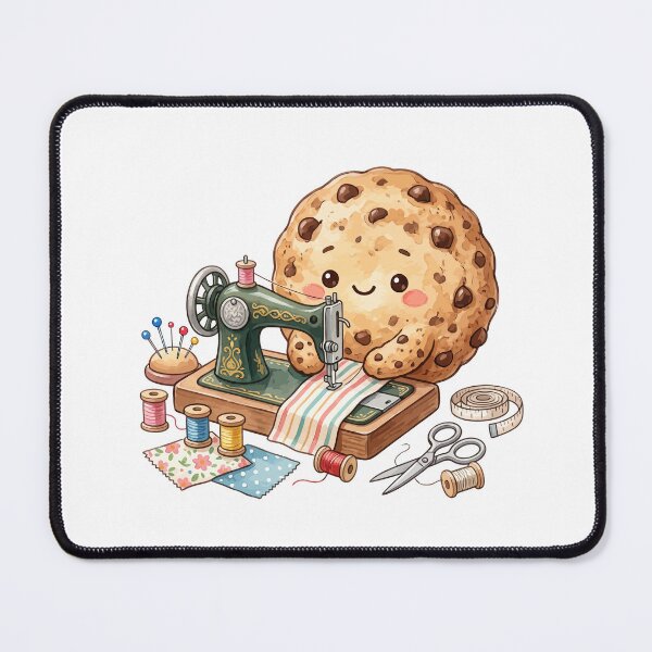 Item preview, Cute Chocolate Chip Cookie Sewing with Vintage Machine Art designed and sold by Mellow Doodle Co..