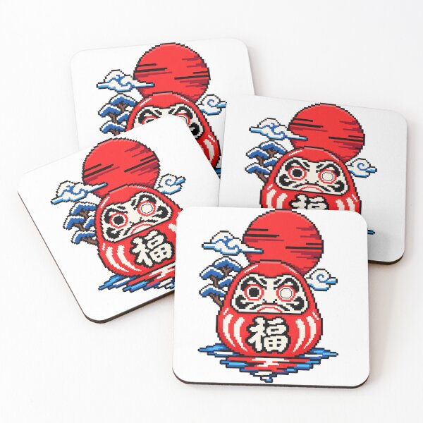 Item preview, Pixel Daruma – Japanese Good Luck Doll & Red Sun designed and sold by KASUMINK.