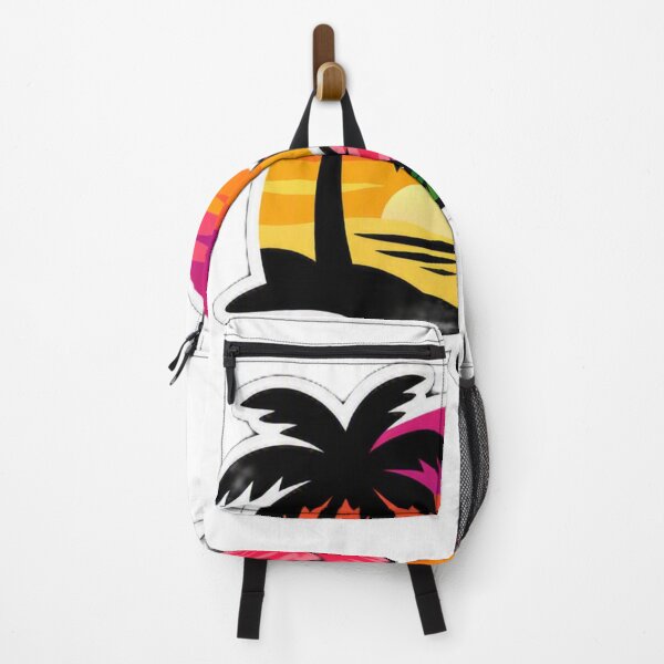 Item preview, Tropical Beach Sunset with Hibiscus Flower and Palm Tree Sticker designed and sold by CyberPaws Art.