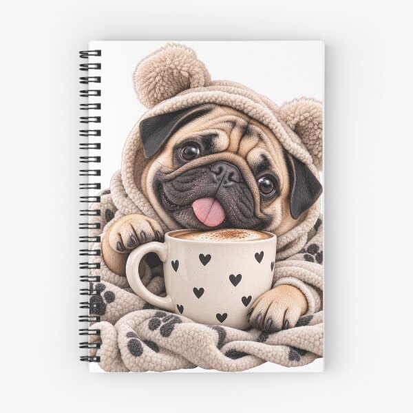 Item preview, Cozy Pug With Coffee designed and sold by ArtikaCreative.