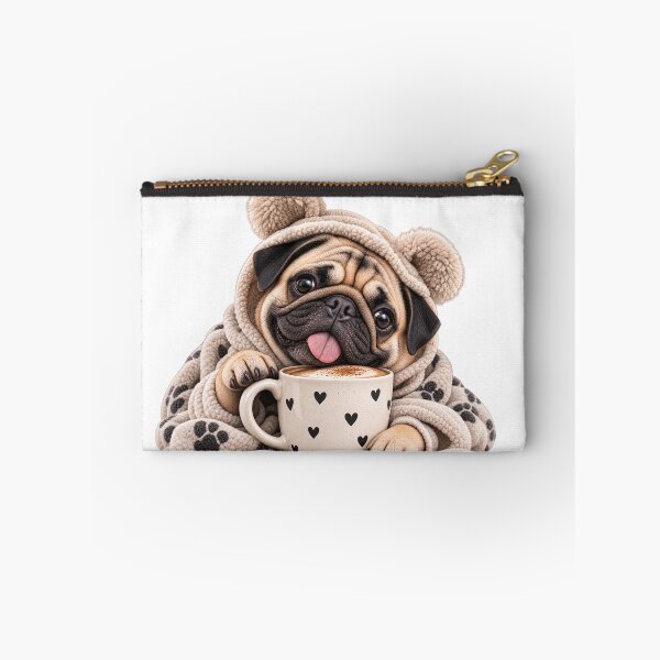 Item preview, Cozy Pug With Coffee designed and sold by ArtikaCreative.