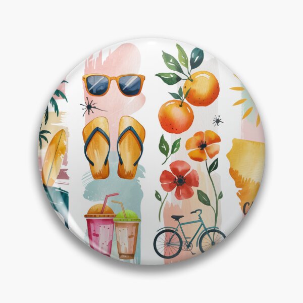 Item preview, California Summer Watercolor - Palm Trees, Poppies & Sunshine designed and sold by Marie Gems.