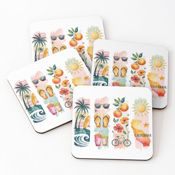 Item preview, California Summer Watercolor - Palm Trees, Poppies & Sunshine designed and sold by Marie Gems.