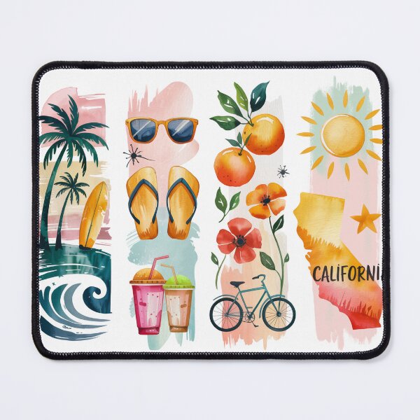 Item preview, California Summer Watercolor - Palm Trees, Poppies & Sunshine designed and sold by Marie Gems.