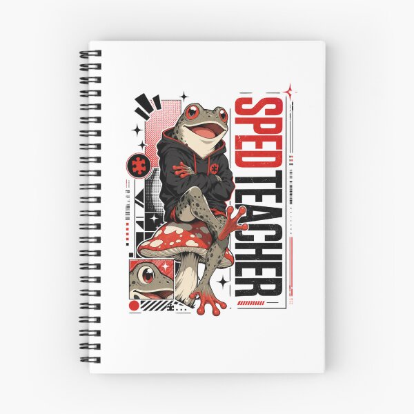 Item preview, SPED Teacher Frog Mushroom Graphic Poster T-Shirt | Funny Special Education Toad Inclusion Teacher Red Black Gift designed and sold by illeN-Art-World.