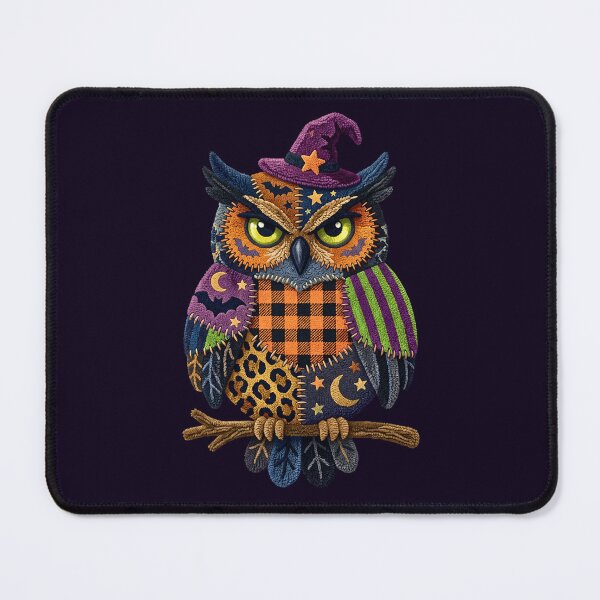 Item preview, Patchwork Halloween Owl, Faux Chenille Fabric texture designed and sold by Festive Bug.