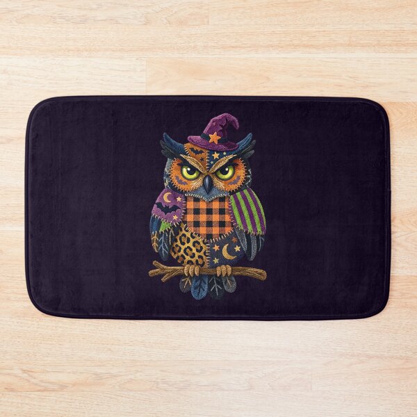 Item preview, Patchwork Halloween Owl, Faux Chenille Fabric texture designed and sold by Festive Bug.