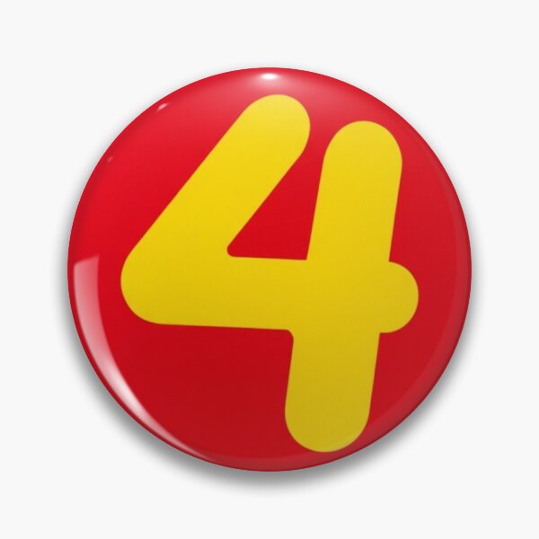 Item preview, Bold Yellow Number 4 on Red Circle Retro Sticker designed and sold by Blue pumpkins shop.